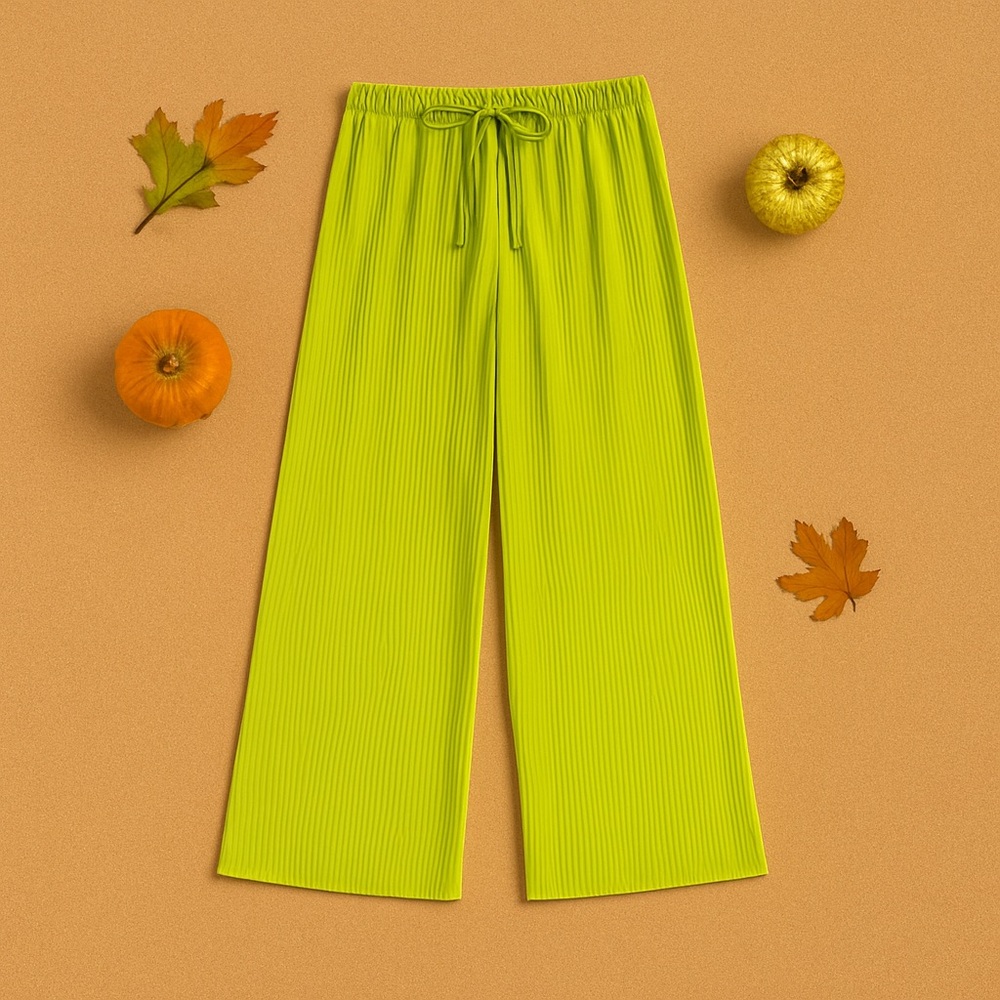 Vibrant Green Wide-Leg Crops | Chic Comfort Fit 2XL | $10